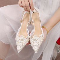 PEARL LACE BRIDAL SLINGBACK HEELS