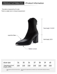 VELVETEDGE POINTED BLOCK HEEL BOOTS