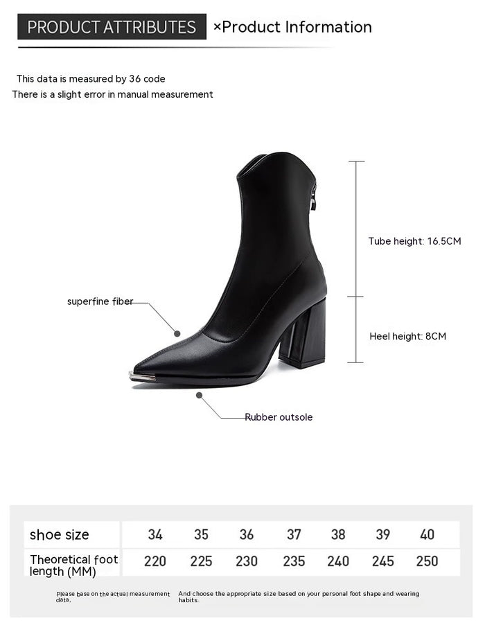 VELVETEDGE POINTED BLOCK HEEL BOOTS