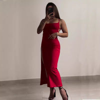 TIE-BACK SLIT MAXI DRESS