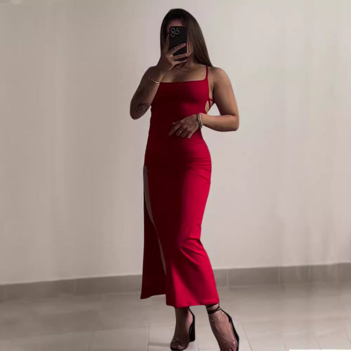 TIE-BACK SLIT MAXI DRESS