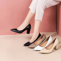 CLASSIC POINTED BLOCK HEEL PUMPS