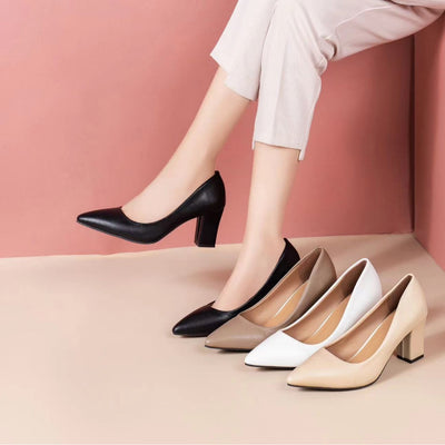 CLASSIC POINTED BLOCK HEEL PUMPS