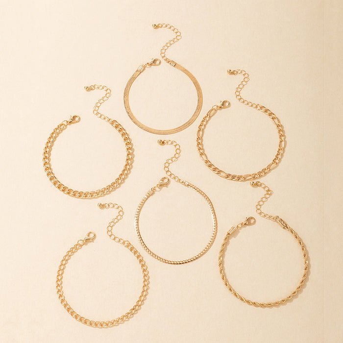 CHAIN GANG STACK — 6-PIECE GOLD BRACELET SET