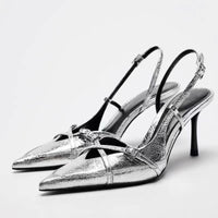 CRISSCROSS SLINGBACK STILETTO PUMPS
