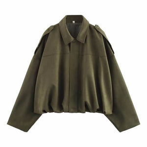 BUBBLE HEM SUEDE BOMBER
