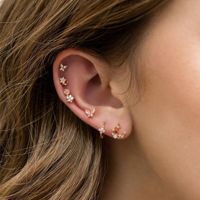 NIGHT CYCLE EARRINGS — MOON, STAR & SATURN DROP