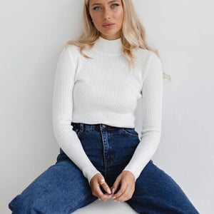 CONTOUR RIBBED MOCK PULLOVER
