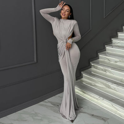 DRAPED KNOT MAXI GOWN