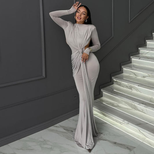 DRAPED KNOT MAXI GOWN