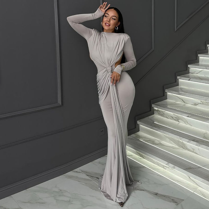 DRAPED KNOT MAXI GOWN