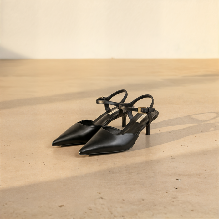 POINTED KITTEN HEEL SLINGBACK MULE