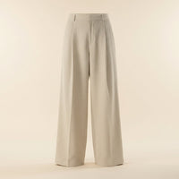 PLEATED LINEN WIDE-LEG TROUSER