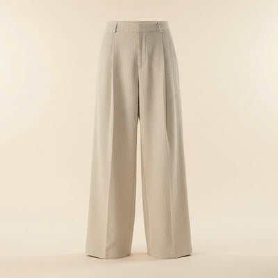 PLEATED LINEN WIDE-LEG TROUSER
