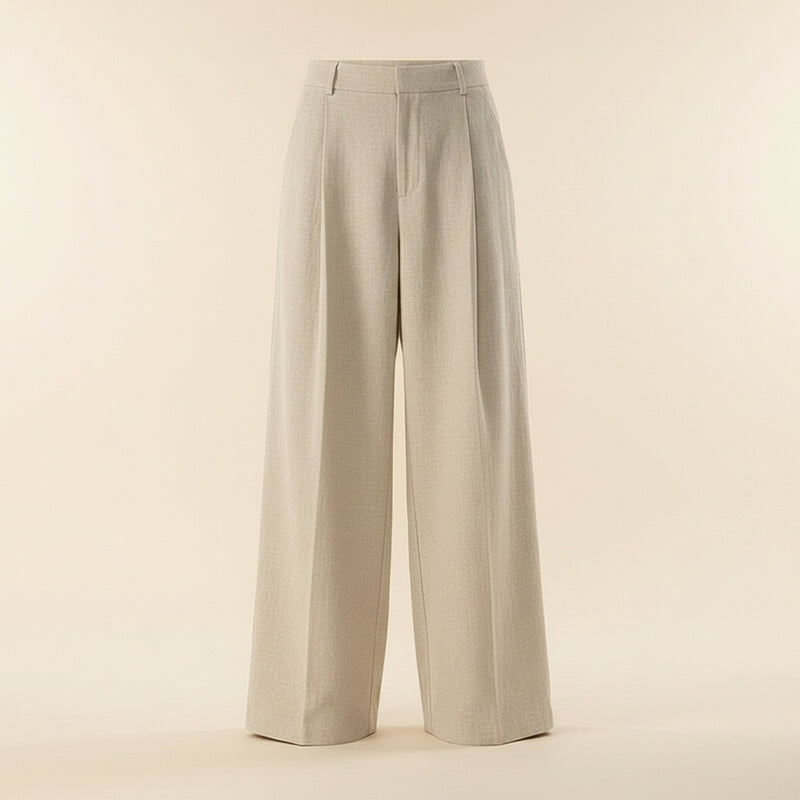PLEATED LINEN WIDE-LEG TROUSER