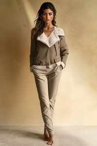 CAMEL SHEARLING AVIATOR JACKET