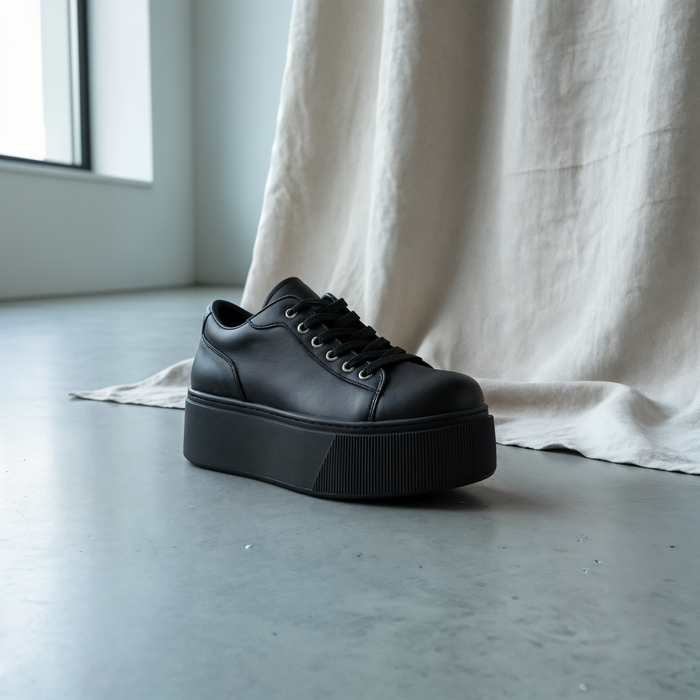 SCULPTED PLATFORM LEATHER SNEAKER