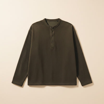 RIBBED CORDUROY HENLEY TOP