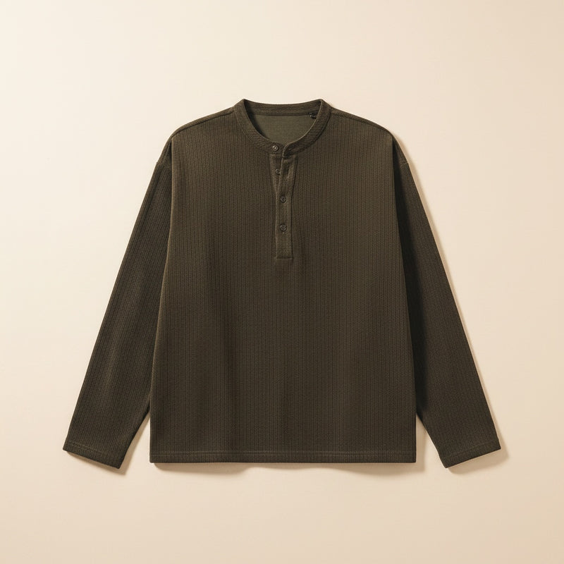 RIBBED CORDUROY HENLEY TOP