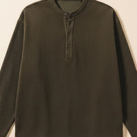 RIBBED CORDUROY HENLEY TOP