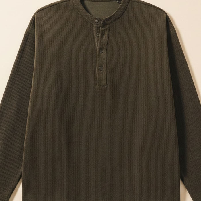 RIBBED CORDUROY HENLEY TOP