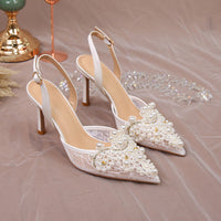 PEARL LACE BRIDAL SLINGBACK HEELS