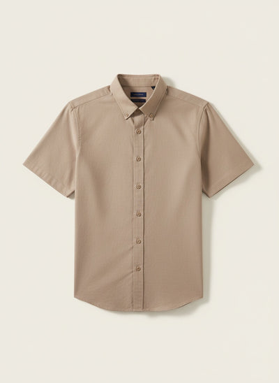 TAUPE OXFORD SHORT-SLEEVE SHIRT
