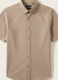TAUPE OXFORD SHORT-SLEEVE SHIRT