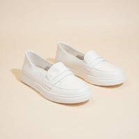 WHITE LEATHER PENNY LOAFER