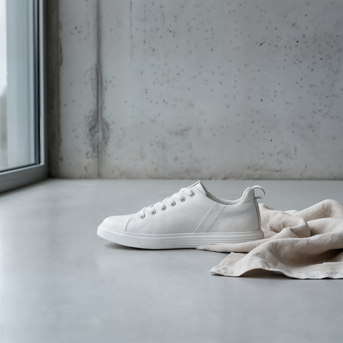 PEBBLED LEATHER RETRO SNEAKER