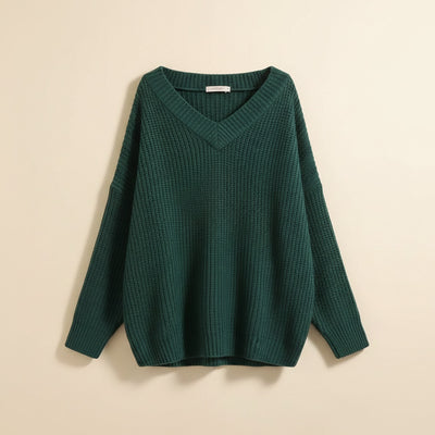 OVERSIZED V-NECK RIBBED PULLOVER