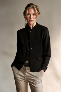 MANDARIN ASYMMETRIC STAND-COLLAR BLAZER
