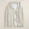 HOODED LINEN SHIRT IN OATMEAL