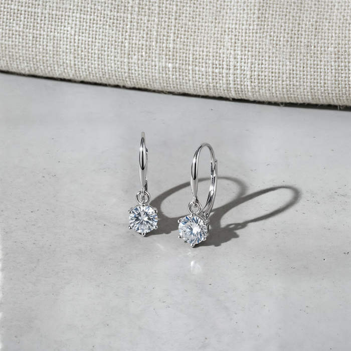 SIX-PRONG MOISSANITE DROP EARRINGS