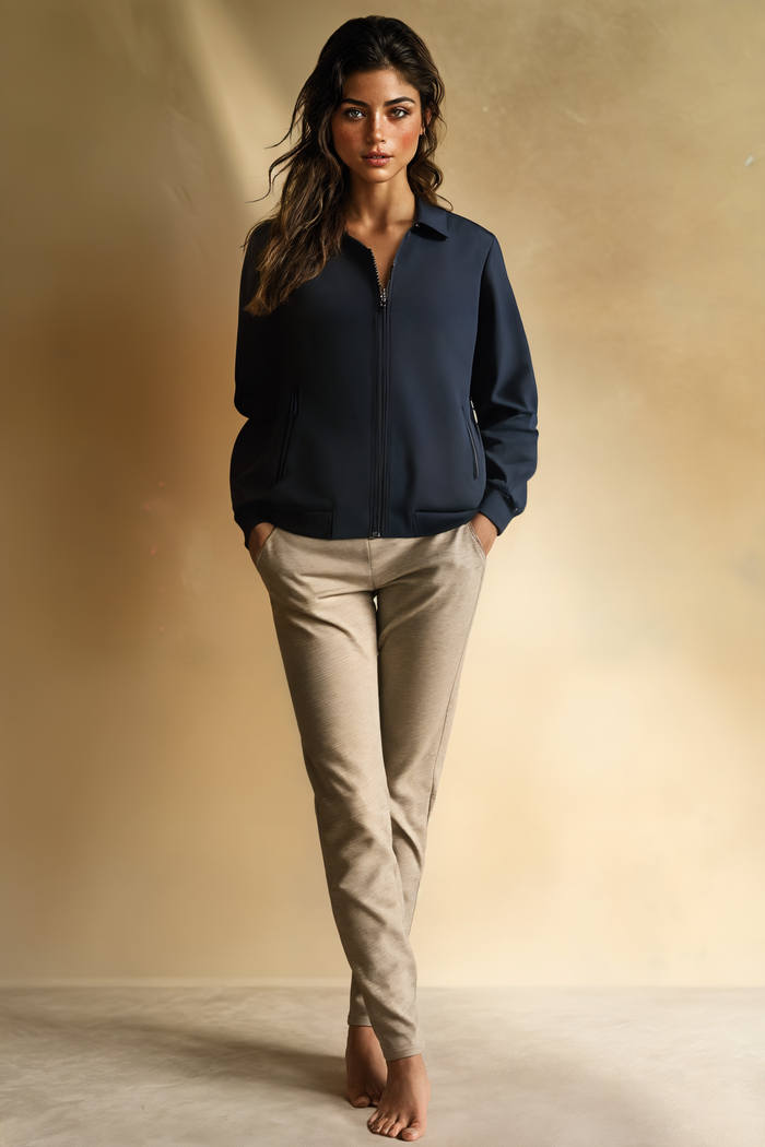 NAVY HARRINGTON ZIP JACKET
