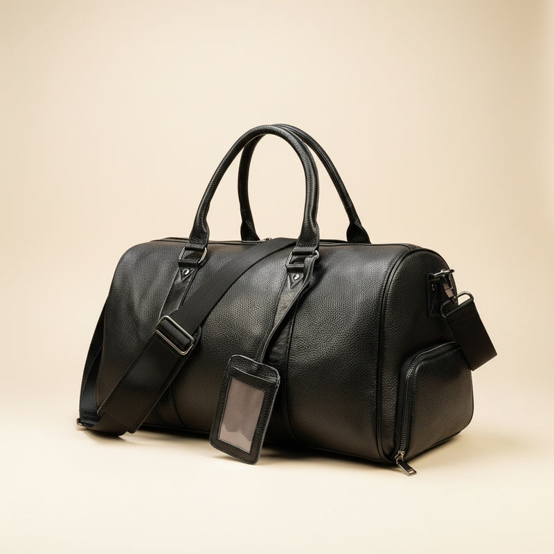 PEBBLED LEATHER WEEKEND HOLDALL