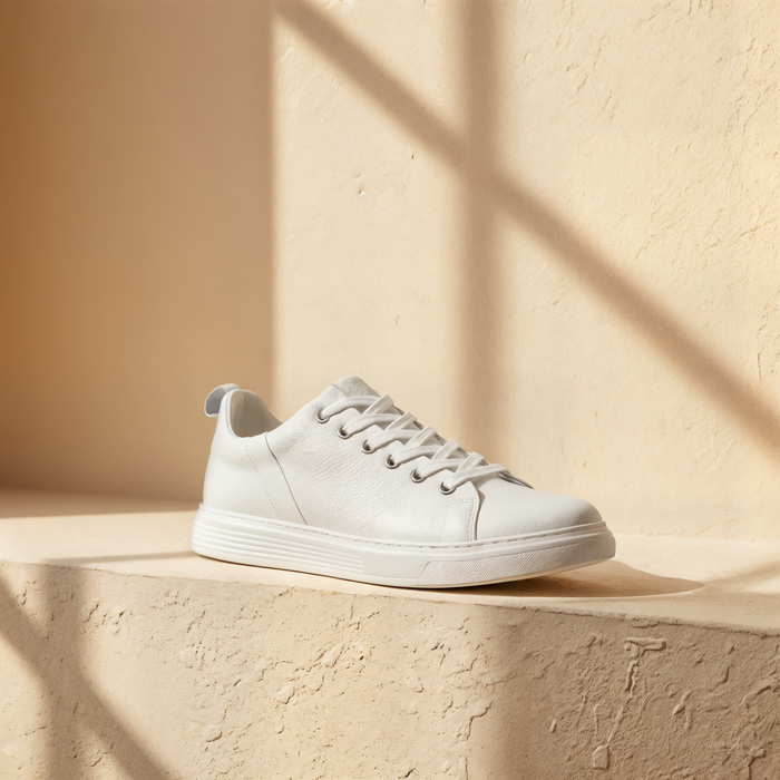 PEBBLED LEATHER COURT SNEAKER
