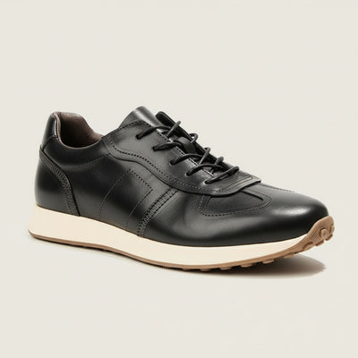 WASHED BLACK LEATHER RUNNER