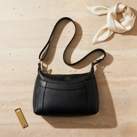 CRESCENT PEBBLED LEATHER SHOULDER BAG