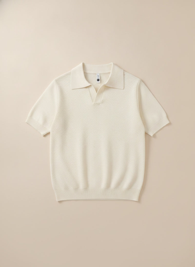 WAFFLE KNIT JOHNNY POLO