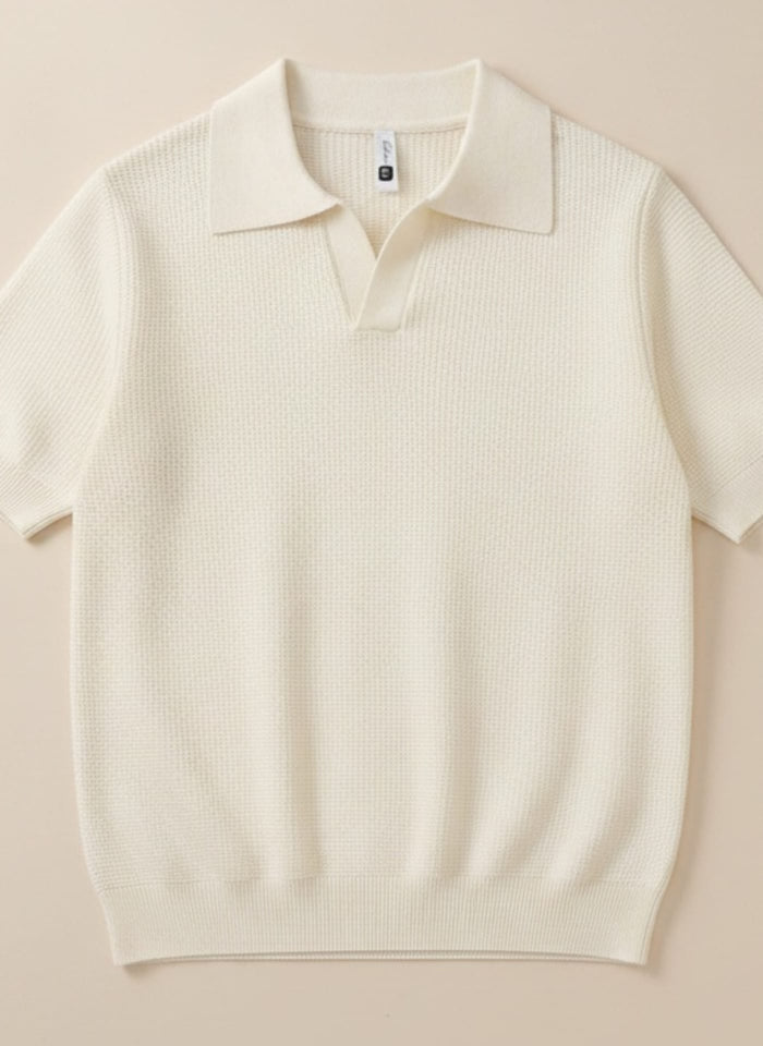 WAFFLE KNIT JOHNNY POLO