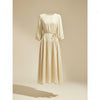 IVORY PLEATED SILK MIDI DRESS