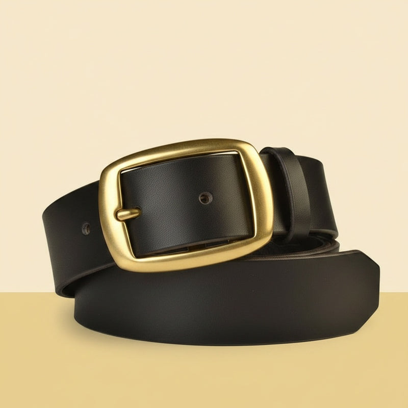 ITALIAN LEATHER BRASS PIN BELT