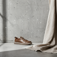 CAMEL LEATHER COURT SNEAKER
