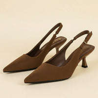 CAMEL SUEDE SLINGBACK KITTEN PUMP