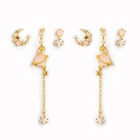 NIGHT CYCLE EARRINGS — MOON, STAR & SATURN DROP