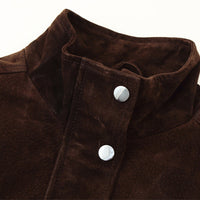 CHOCOLATE SUEDE BOMBER JACKET