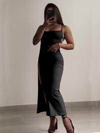 TIE-BACK SLIT MAXI DRESS