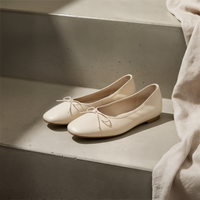 SQUARE TOE LEATHER BALLET FLAT