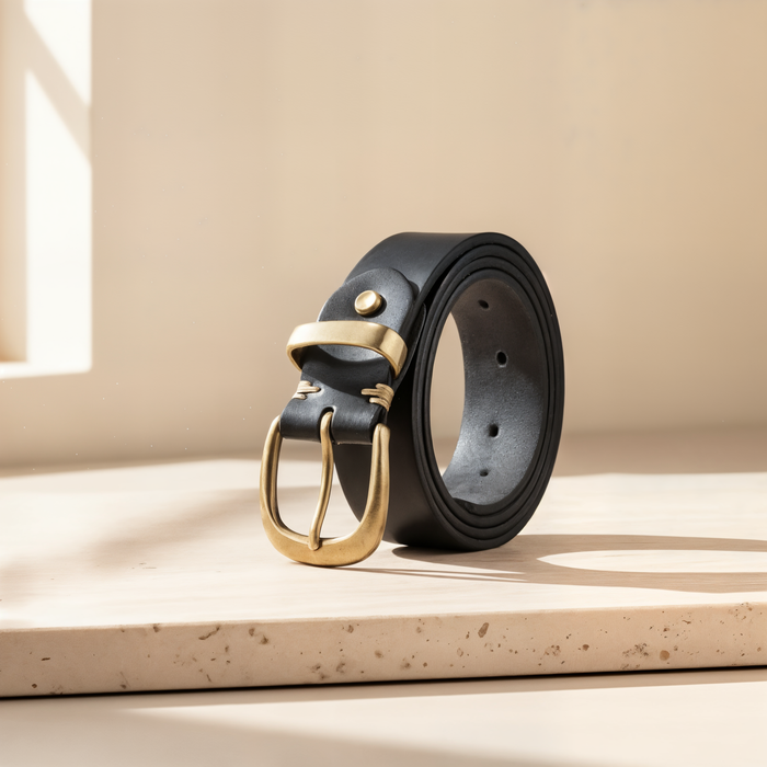 FULL-GRAIN PIN-BUCKLE LEATHER BELT